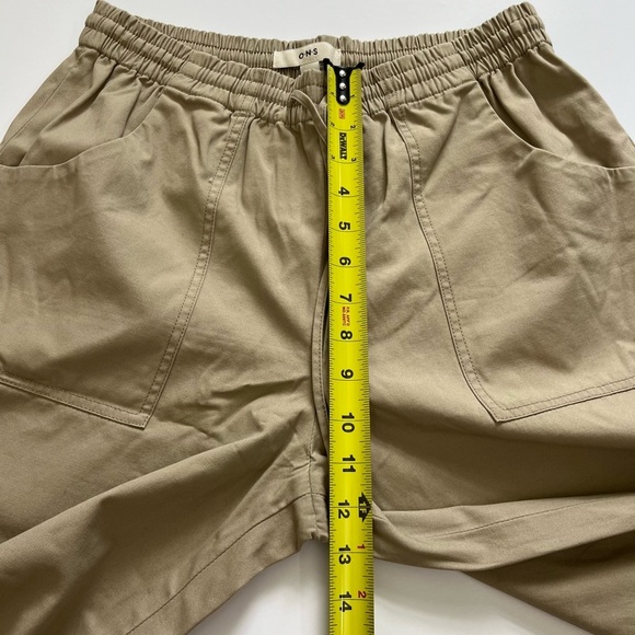 O.N.S. ONS One Nice Shop Cropped Pants Cotton Beige Khaki Size Large - Picture 7 of 9